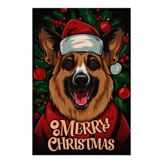 Christmas with German Shepherd Poster (Vorderseite)