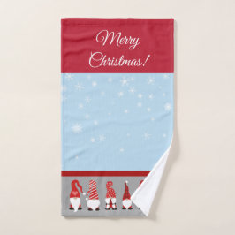Christmas with Gnomen Blue Red and Gray Badhandtuch Set