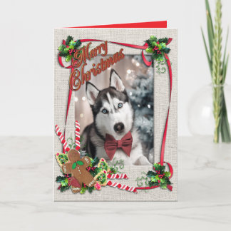 Christmas with Huskie Folded Greeting Card Karte