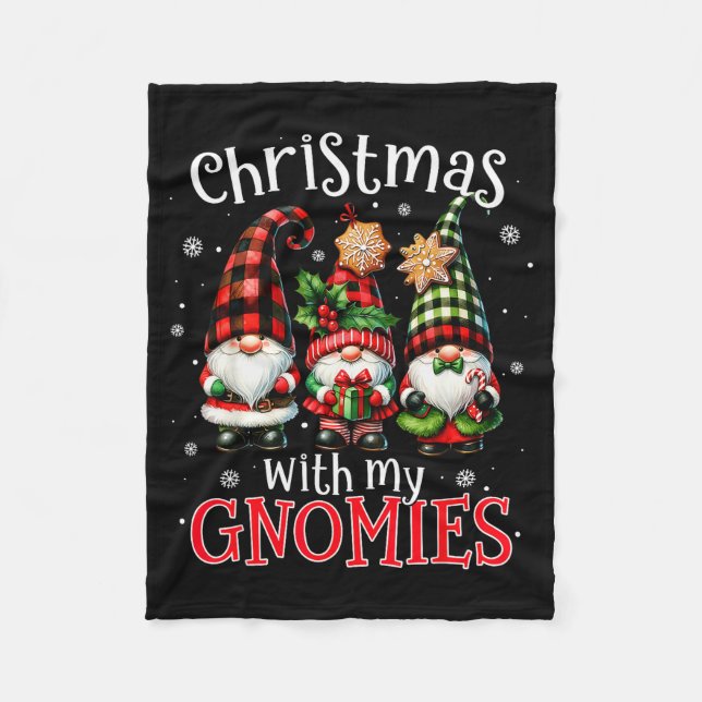 Christmas With My Gnomies Buffalo Plaid Gnome Fami Fleecedecke (Vorderseite)