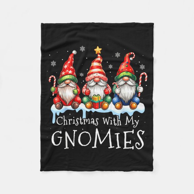 Christmas With My Gnomies Buffalo Plaid Gnome Fami Fleecedecke (Vorderseite)