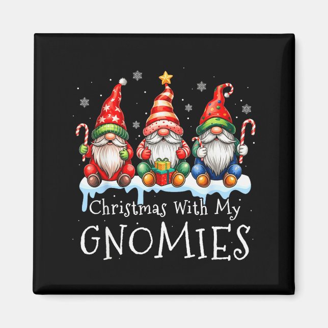 Christmas With My Gnomies Buffalo Plaid Gnome Fami Magnet (Vorne)
