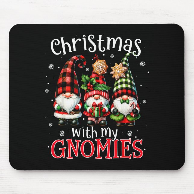 Christmas With My Gnomies Buffalo Plaid Gnome Fami Mousepad (Vorne)