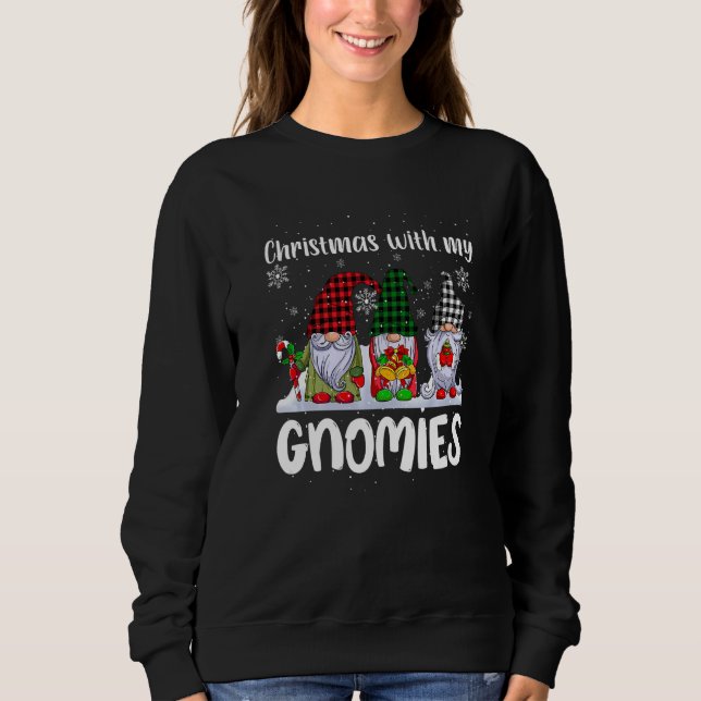 Christmas with my Gnomies Cute Gnome Buffalo Plaid Sweatshirt (Vorderseite)
