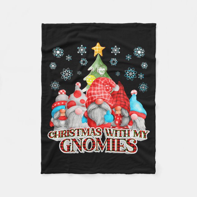 Christmas With My Gnomies Plaid Gnome Group Pajama Fleecedecke (Vorderseite)