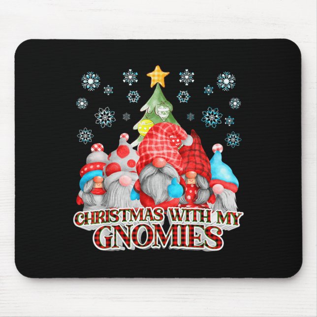Christmas With My Gnomies Plaid Gnome Group Pajama Mousepad (Vorne)