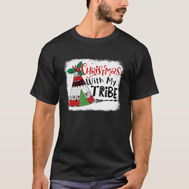 Christmas With My Tribe Camping Fun Family Matchin T-Shirt (Vorderseite)