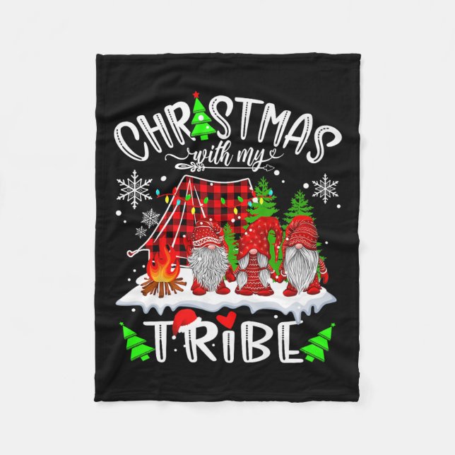 Christmas With My Tribe Red Plaid Cute Gnomes Fami Fleecedecke (Vorderseite)