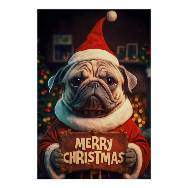 Christmas with Pug Poster (Vorderseite)