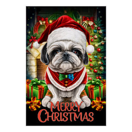 Christmas with Shih-Tzu Poster