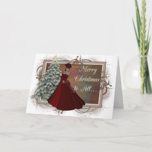 Christmas Woman (Red Dress Design) Feiertagskarte