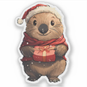 Christmas Wombat Aufkleber