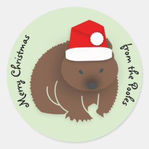 Christmas Wombat Runder Aufkleber
