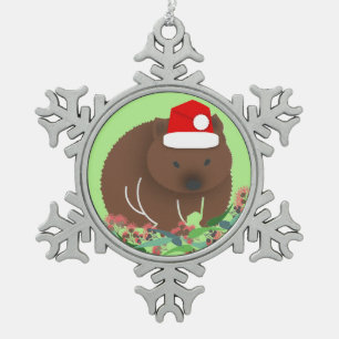 Christmas Wombat Schneeflocken Zinn-Ornament