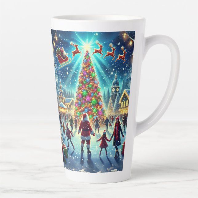 Christmas Wonderland Ice Skaten Celebration Milchtasse (Rechts)