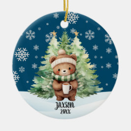 CHRISTMAS WOODLAND BEAR KERAMIK ORNAMENT