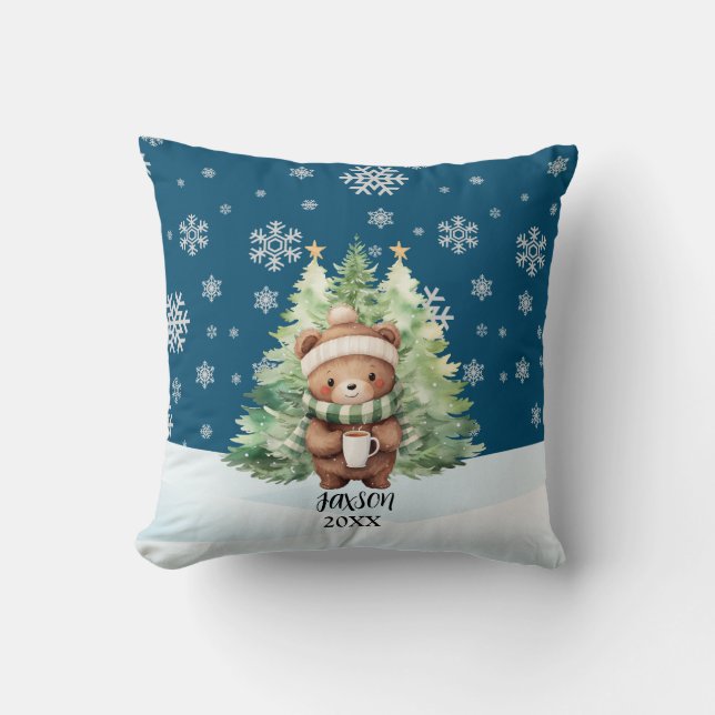 CHRISTMAS WOODLAND BEAR KISSEN (Vorderseite)
