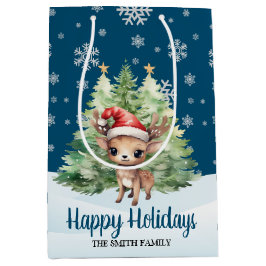 CHRISTMAS WOODLAND REINDEER MITTLERE GESCHENKTÜTE