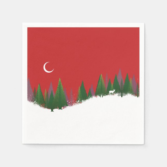 Christmas Woods Scene Paper Napkin Serviette (Vorderseite)