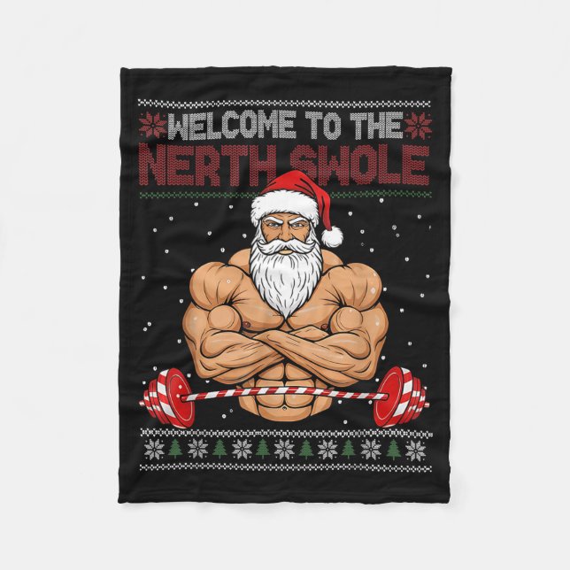 Christmas Workout Welcome To North Swole Xmas Gym  Fleecedecke (Vorderseite)