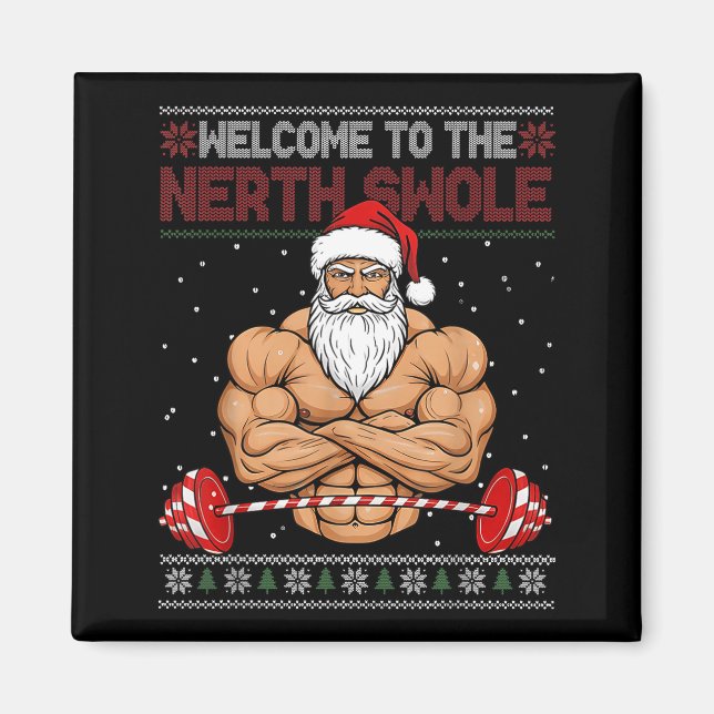 Christmas Workout Welcome To North Swole Xmas Gym  Magnet (Vorne)