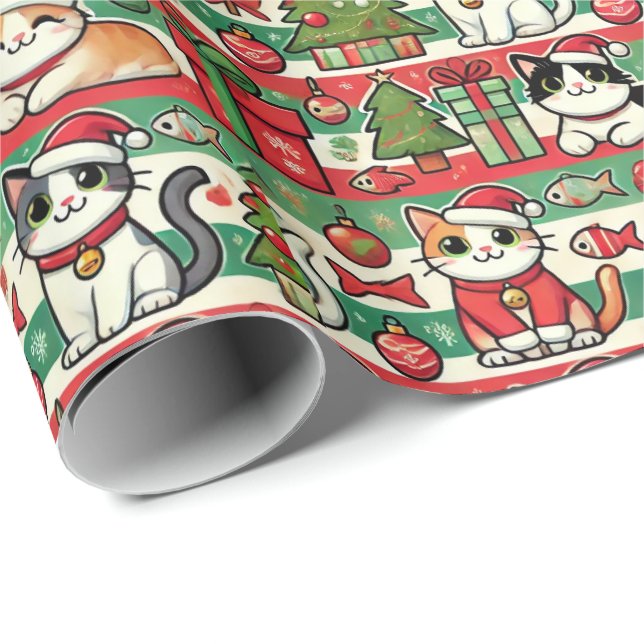 Christmas Wrapping Paper for Cat Lovers Geschenkpapier (Rolleneckpunkt)