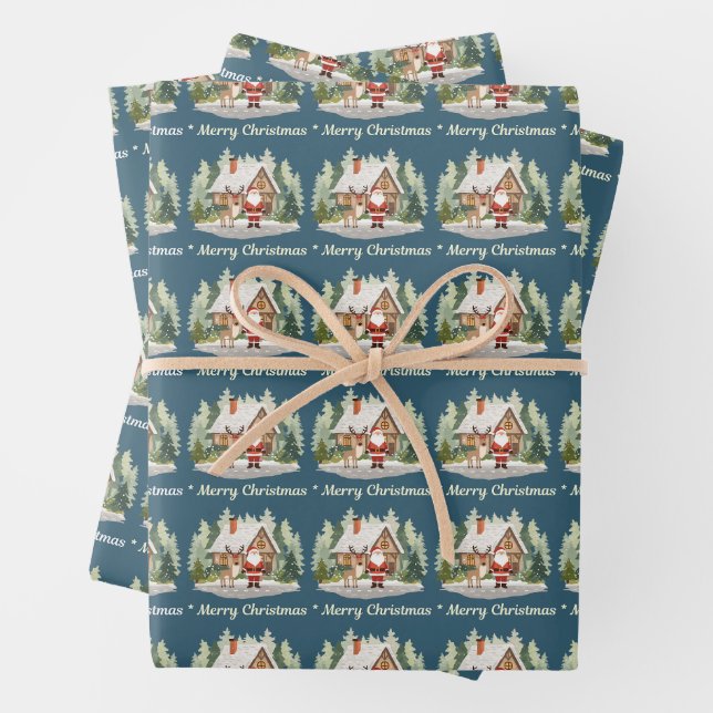 Christmas Wrapping Paper - Fun Santa Reindeer Geschenkpapier Set (Beispiel)