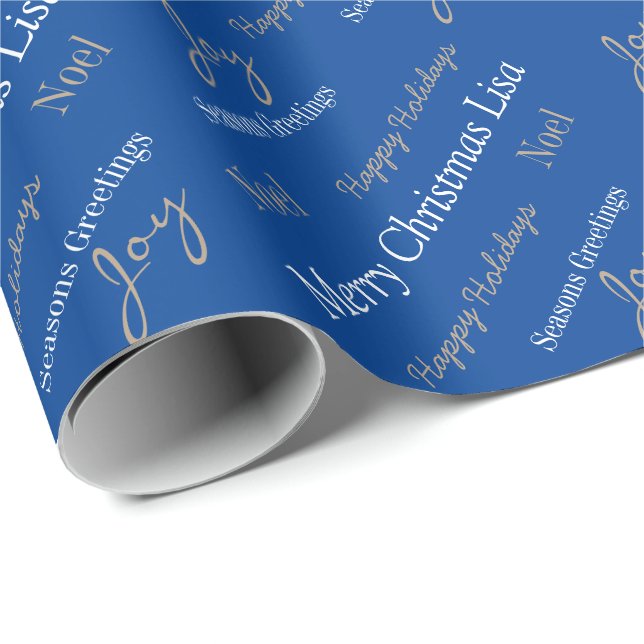 Christmas Wrapping Paper Individuelle Name Merry C Geschenkpapier (Rolleneckpunkt)