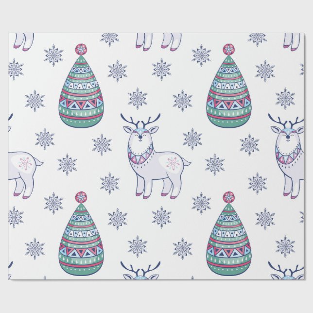 Christmas Wrapping Paper - Reindeer and Fir Trees Geschenkpapier (Flach)