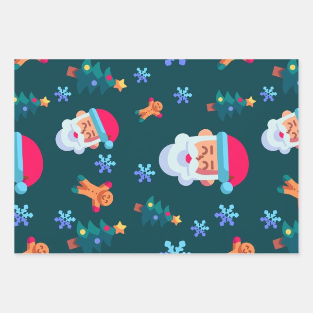 Christmas wrapping paper, Santa Claus Geschenkpapier Set (Vorderseite)