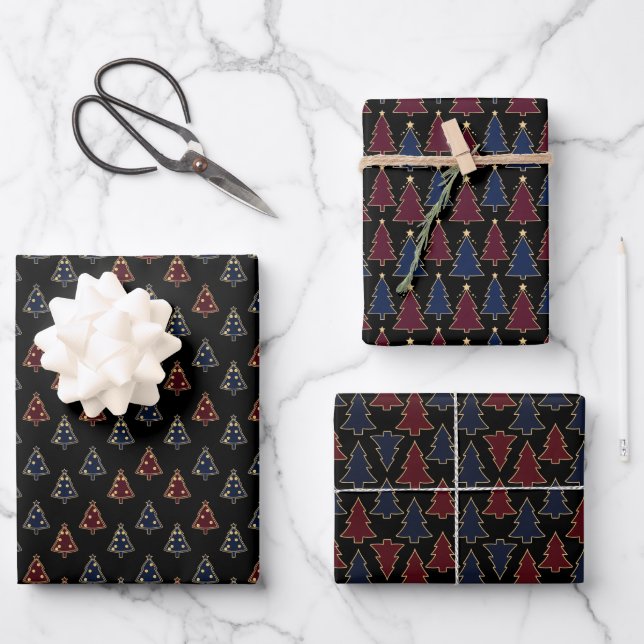 Christmas Wrapping Paper Set of 3 Designs Geschenkpapier Set (Vorderseite)