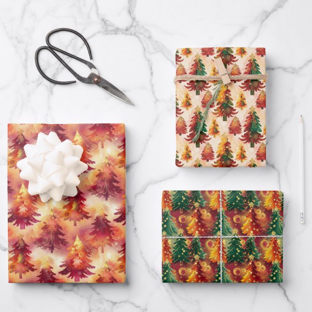 Christmas Wrapping Paper Set of 3 Designs Geschenkpapier Set (Vorderseite)