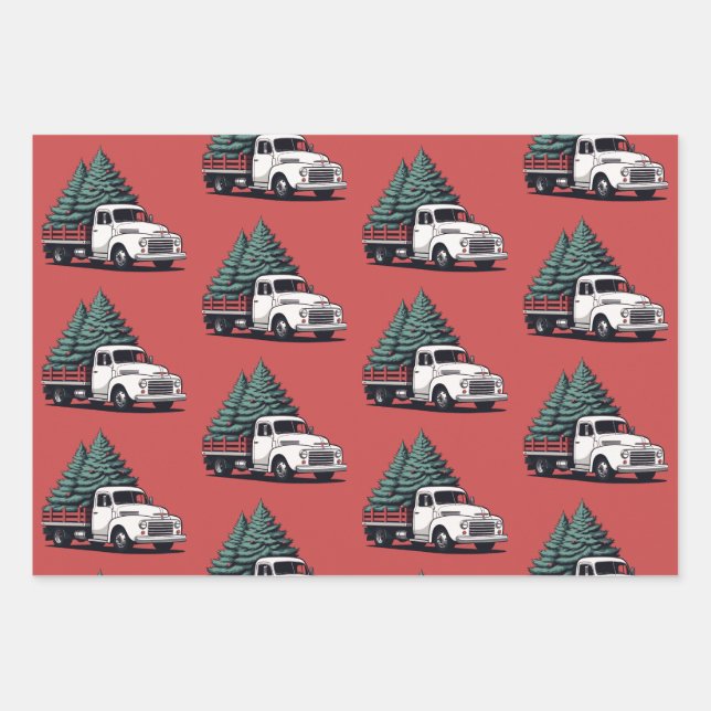 Christmas Wrapping Paper | Tree Truck Pattern Geschenkpapier Set (Vorderseite)