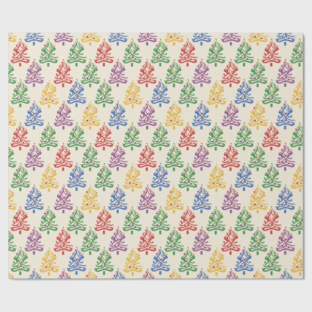 Christmas Wrapping Paper With Xmas Tree Theme Geschenkpapier (Flach)