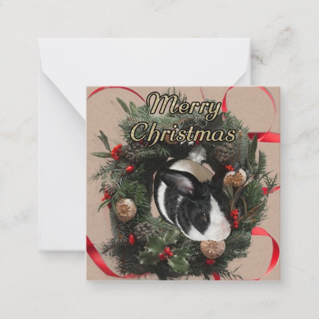 Christmas Wreath Bunny Mitteilungskarte (Vorderseite)
