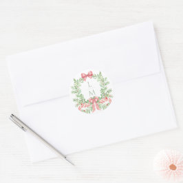 Christmas Wreath Candy Cane Bow | Monografische Ho Runder Aufkleber