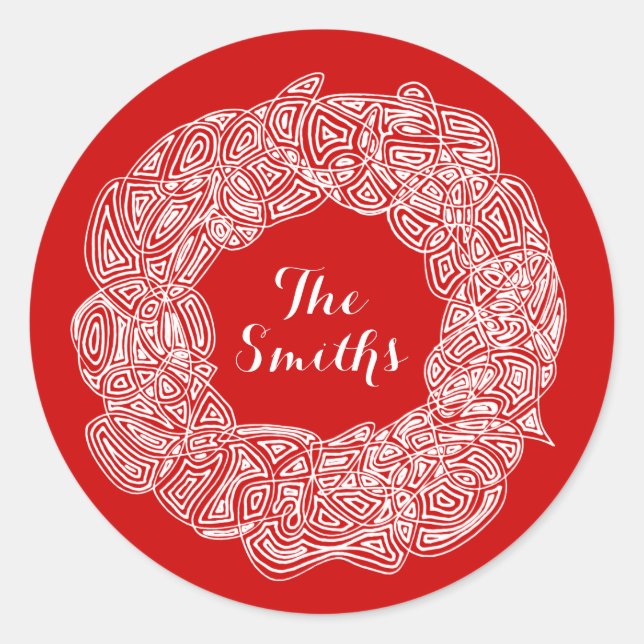 Christmas Wreath Classic Round Sticker (Vorderseite)