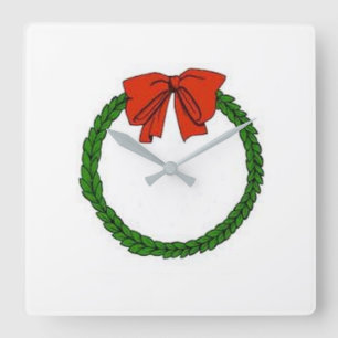 ****CHRISTMAS WREATH**** CLOCK QUADRATISCHE WANDUHR
