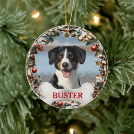 Christmas Wreath Dog Photo Tree Ornament