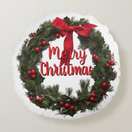 CHRISTMAS WREATH Fleece Blanket Rundes Kissen