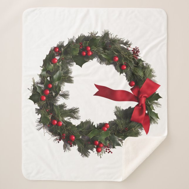 CHRISTMAS WREATH Fleece Blanket Sherpadecke (Vorderseite)