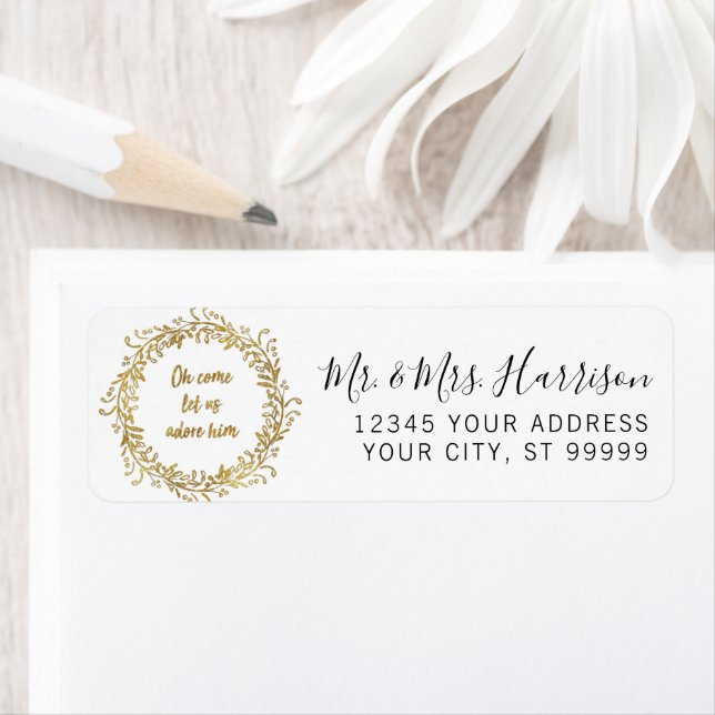 Christmas Wreath Gold Glitzer Script Christlich (Insitu)