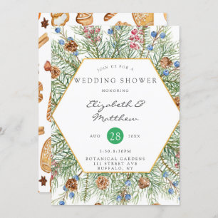 Christmas Wreath Gold Polterabend Einladung