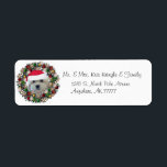 Christmas Wreath Havanese Address Label<br><div class="desc">Dieser hübsche weiße Havanese sitzt in einem hell dekorierten und beleuchteten Kranz. Anpassbarer Text,  um Informationen hinzuzufügen oder als Geschenketiketten zu verwenden und Informationen hinzuzufügen. Wir haben auch passende Briefmarke,  Karten und Rücksendeadressen-Aufkleber!</div>