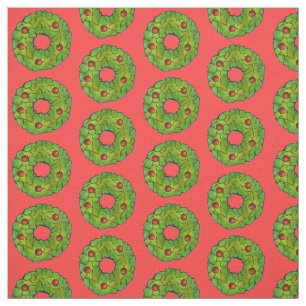 Christmas Wreath Holly Leaf Cookie Red Green Stoff