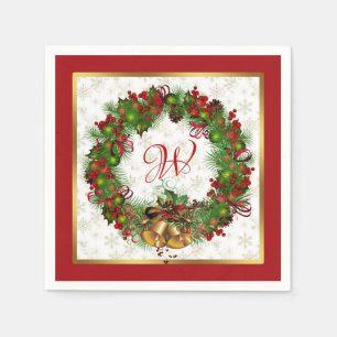 Christmas Wreath Holly Red Berry Pine Serviette
