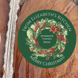 Christmas Wreath Homemade Food Gift Green Runder Aufkleber