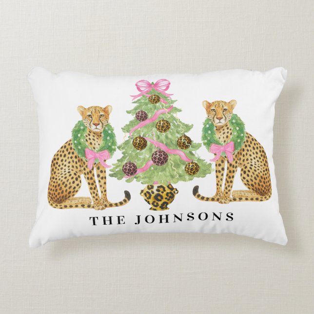 Christmas Wreath Leopard Crest  Dekokissen (Vorderseite)