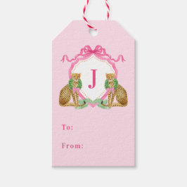 Christmas Wreath Leopard Crest Monogram Geschenkanhänger