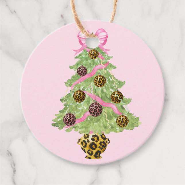 Christmas Wreath Leopard Crest Monogram  Geschenkanhänger (Vorderseite)